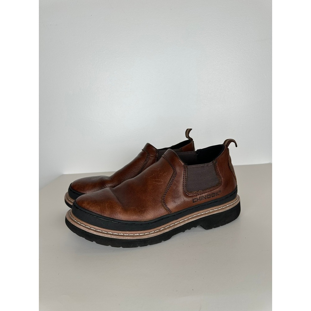 Chinook Mens Brown Leather Slip On Chelsea Boots Size 11 Ultra Grip Work Outdoor